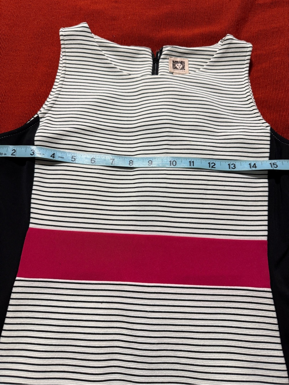 Anne Klein Black and Cream Striped Top